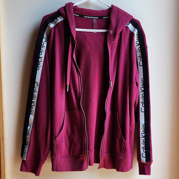 Calvin Klein Performance Pink/Black Zip-Up Hooded Sweatshirt Size Large - Picture 5 of 14